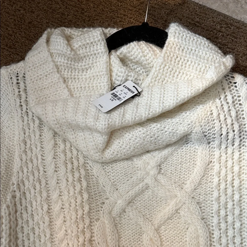 NWT Express Cream Cowl Neck Sweater - Picture 3 of 9